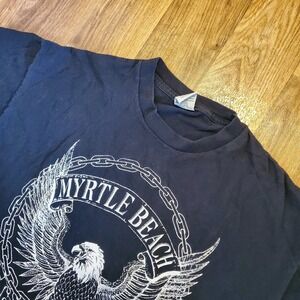 Vintage 90s Bike Week Shirt‎ Men XL Black Myrtle Beach Eagle Motorcycle 1996